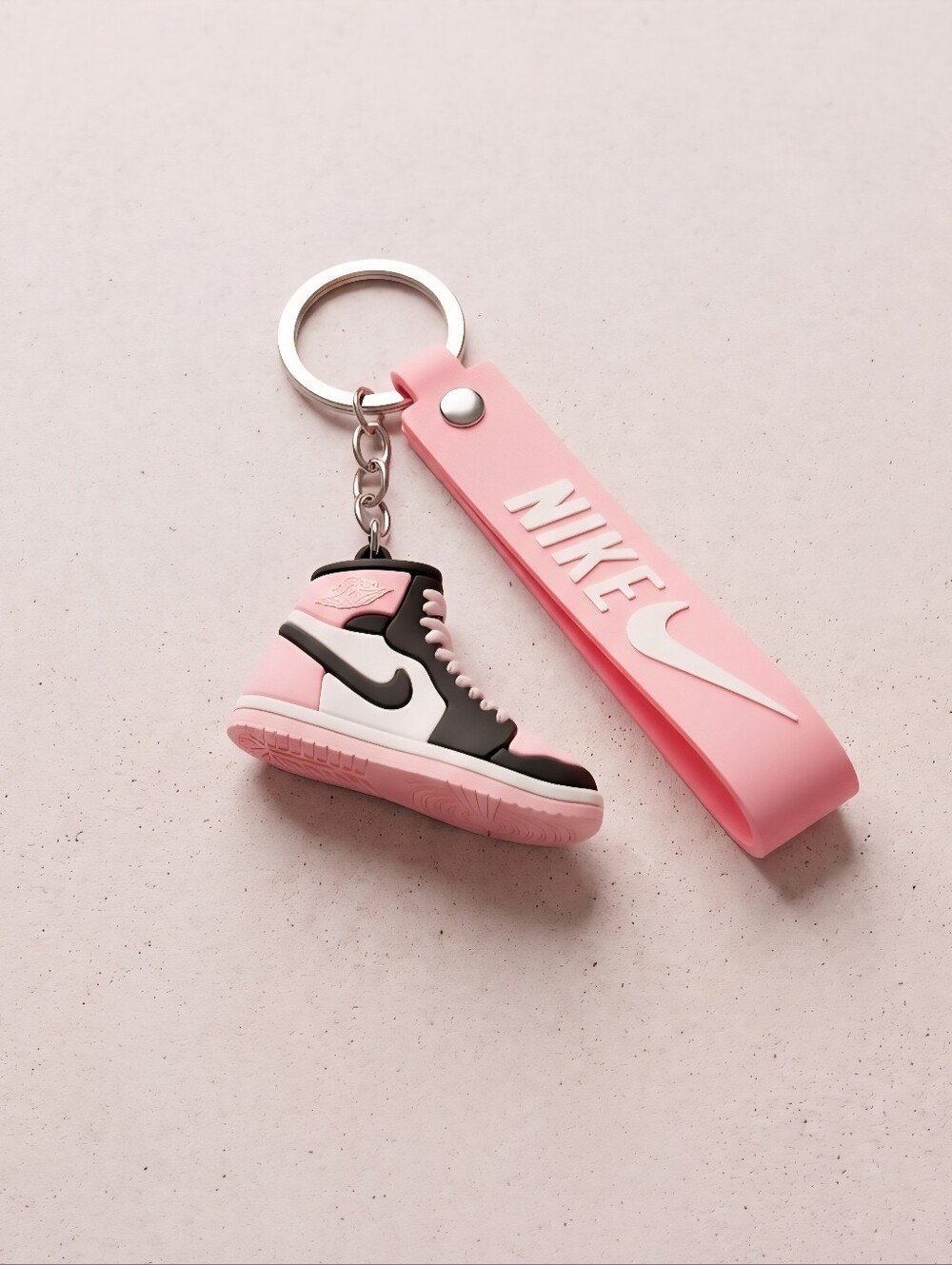 Nike Pink and Black Mini Sneaker Keychain with Pink Strap
